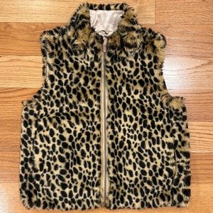 Crewcuts Girls faux-fur leopard print vest, size S